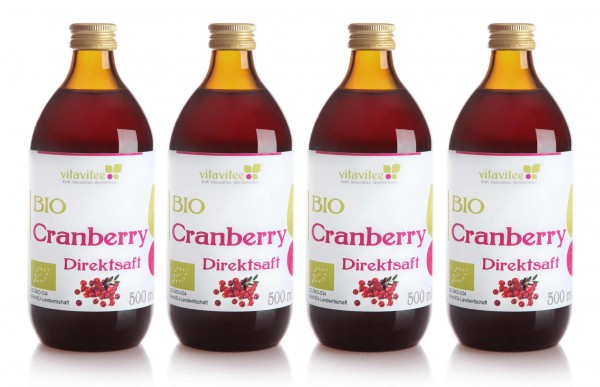 Bio Cranberry Direktsaft 4 x 0,5 Liter - Freude für alle Sinne